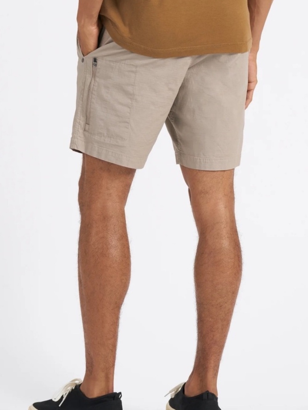 Vuori Ripstop Shorts in a sesame beige color, featuring elastic drawstring waist - Picture 3 of 12